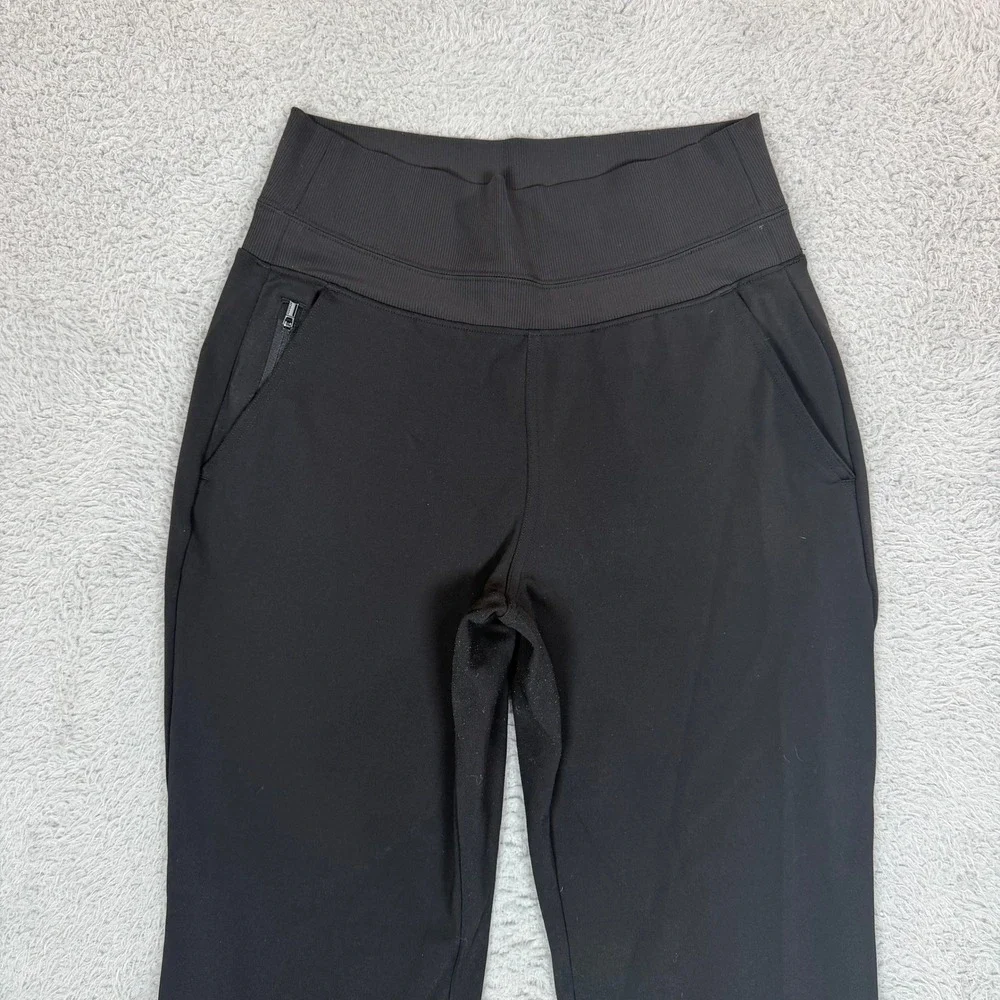 Athleta Womens Black High Rise Flare Bootcut Pants Zip‎ Pockets Slit Hem XS